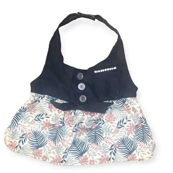 Woof Floral Denim Pet Dress - Picture 1 of 4